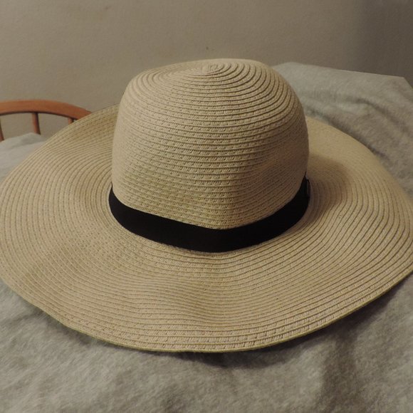 New Surfware Hawaiian Classics woven cotton wide brim straw sun hat w/ ribbon - Picture 2 of 4